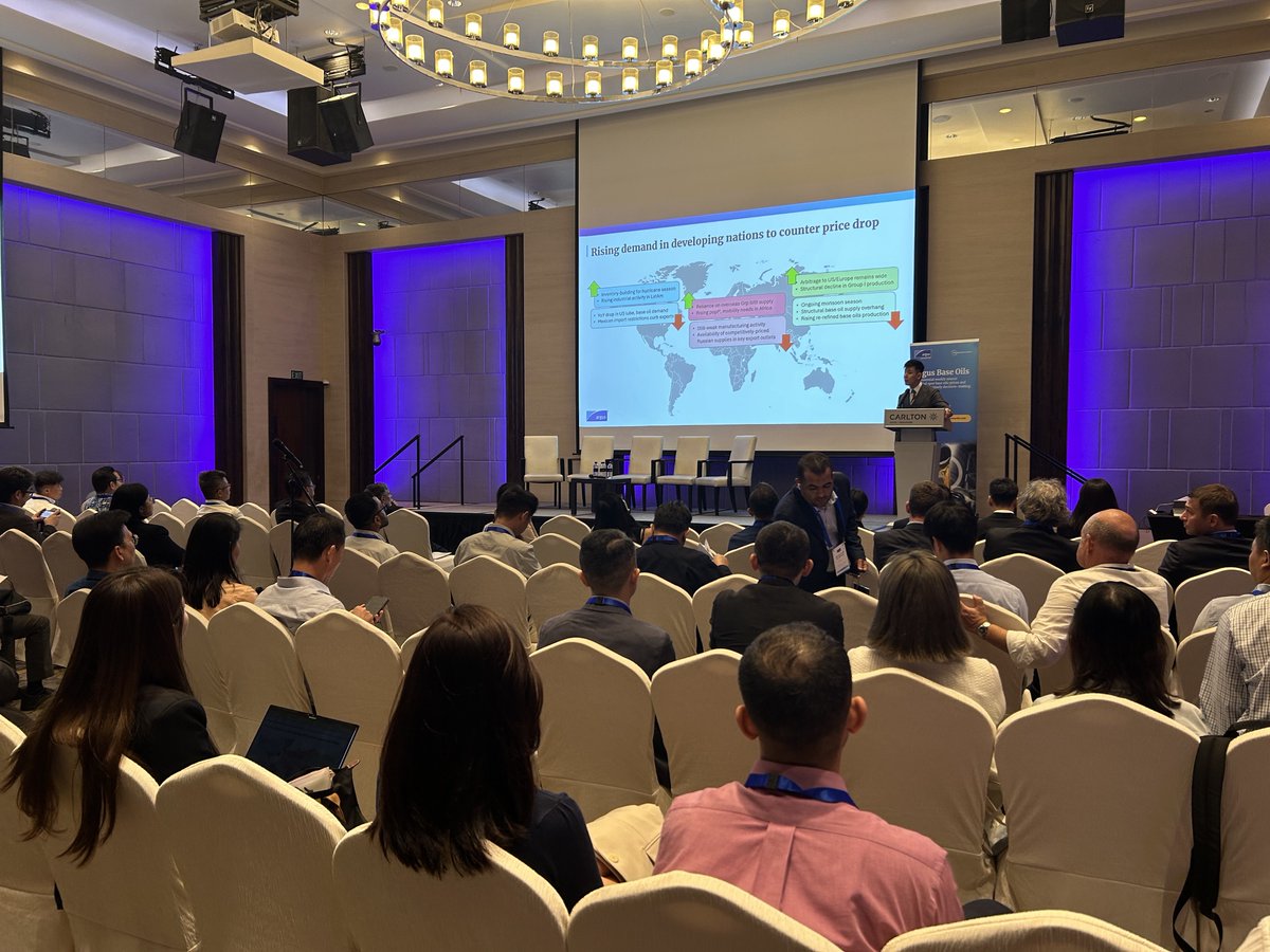 ArgusMedia's tweet photo. #ArgusMedia is hosting its 𝗔𝘀𝗶𝗮-𝗣𝗮𝗰𝗶𝗳𝗶𝗰 𝗕𝗮𝘀𝗲 𝗢𝗶𝗹𝘀 𝗙𝗼𝗿𝘂𝗺 today at Carlton Hotel, Singapore, and we are joined by over 70 participants across the supply chain. 

Learn more about #ArgusBaseOils services: 
https://t.co/Vf4dyy7pOE | #baseoils #oilmarkets #OOTT https://t.co/kI0nQHgllA