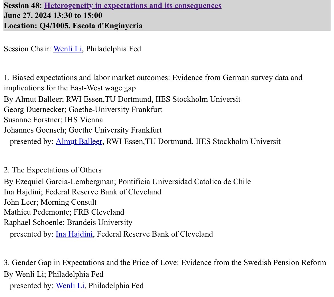 Ina Hajdini (@inahajdini) on Twitter photo I look forward to talking about if and how social networks influence individual inflation expectations today in a very exciting session at the <a href="/SEDmeeting/">SED Meeting</a>.
Draft of "The Expectations of Others": bit.ly/4ckqANa
#SED2024 I look forward to talking about if and how social networks influence individual inflation expectations today in a very exciting session at the <a href="/SEDmeeting/">SED Meeting</a>.
Draft of "The Expectations of Others": bit.ly/4ckqANa
#SED2024