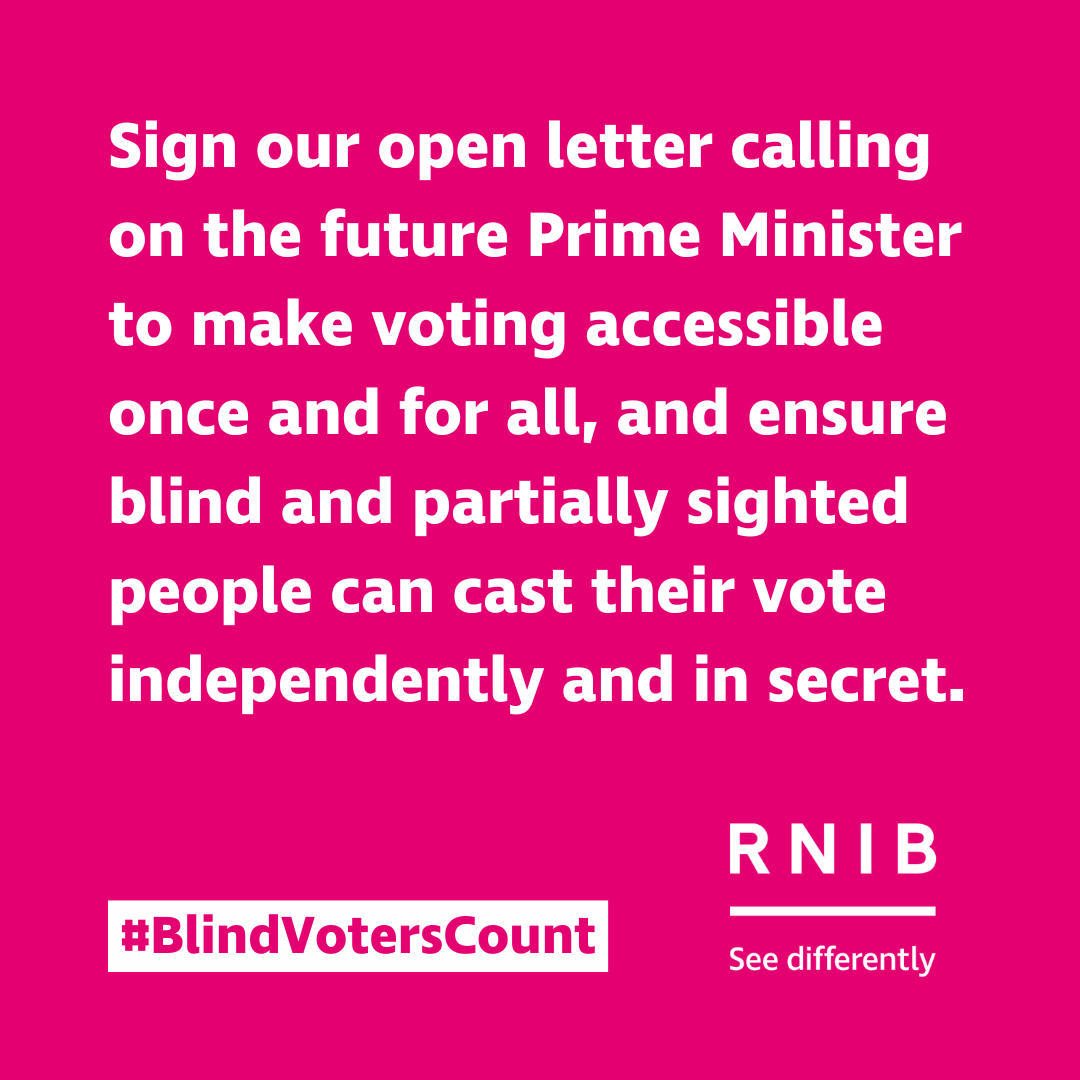 RNIB (@rnib) on Twitter photo 🧵We're calling for this to be the last UK election where blind and partially sighted people can’t vote in secret.
Join <a href="/themichaelowen/">Michael Owen</a>, plus more celebrity supporters and content creators, and sign our open letter to the future Prime Minister.
📋rnib.in/XOpenLetter 1/3 🧵We're calling for this to be the last UK election where blind and partially sighted people can’t vote in secret.
Join <a href="/themichaelowen/">Michael Owen</a>, plus more celebrity supporters and content creators, and sign our open letter to the future Prime Minister.
📋rnib.in/XOpenLetter 1/3