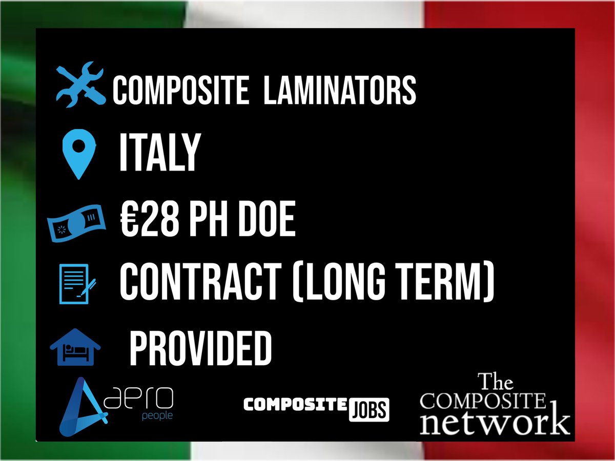 CompositeNet's tweet photo. @Aeropeople are looking for composite laminators to join their clients in Italy. Motorsport/F1. 
Apply/more info: https://t.co/NcwFYi3NCv #italy #f1 #motorsport #contract https://t.co/pRbfFJMuBl