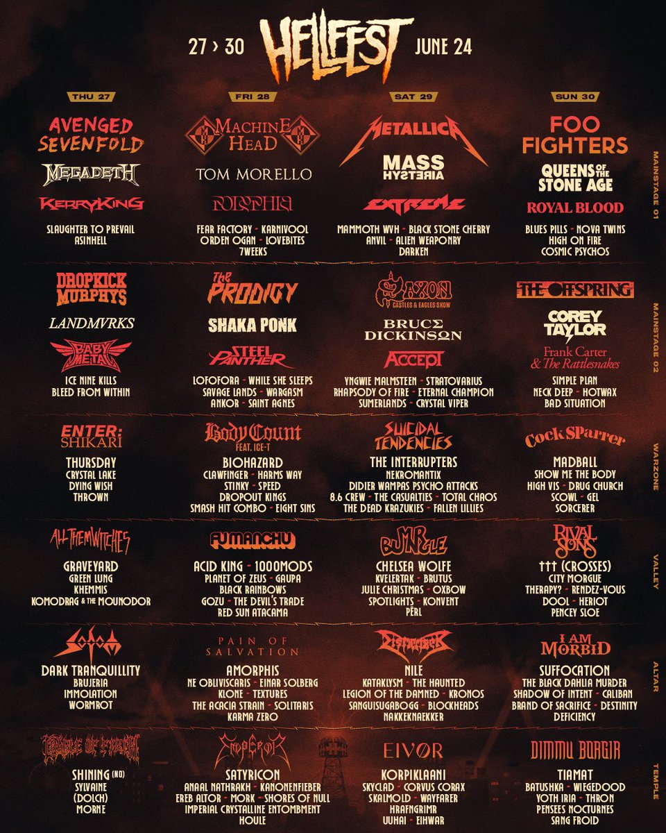RafaelDrakos's tweet photo. The @HellfestOpenAir Festival 2024: The Heaviest City on Earth... Welcome to Infernopolis 🌇👹 is happening #NOW 🔥 🤘😈
#Hellfest #Hellfest2024 #MetalFestival #Infernopolis #Mainstage01 #Mainstage02 #Warzone #Valley #Altar #Temple #Clisson #LoireAtlantique #France https://t.co/71lth0OcoZ