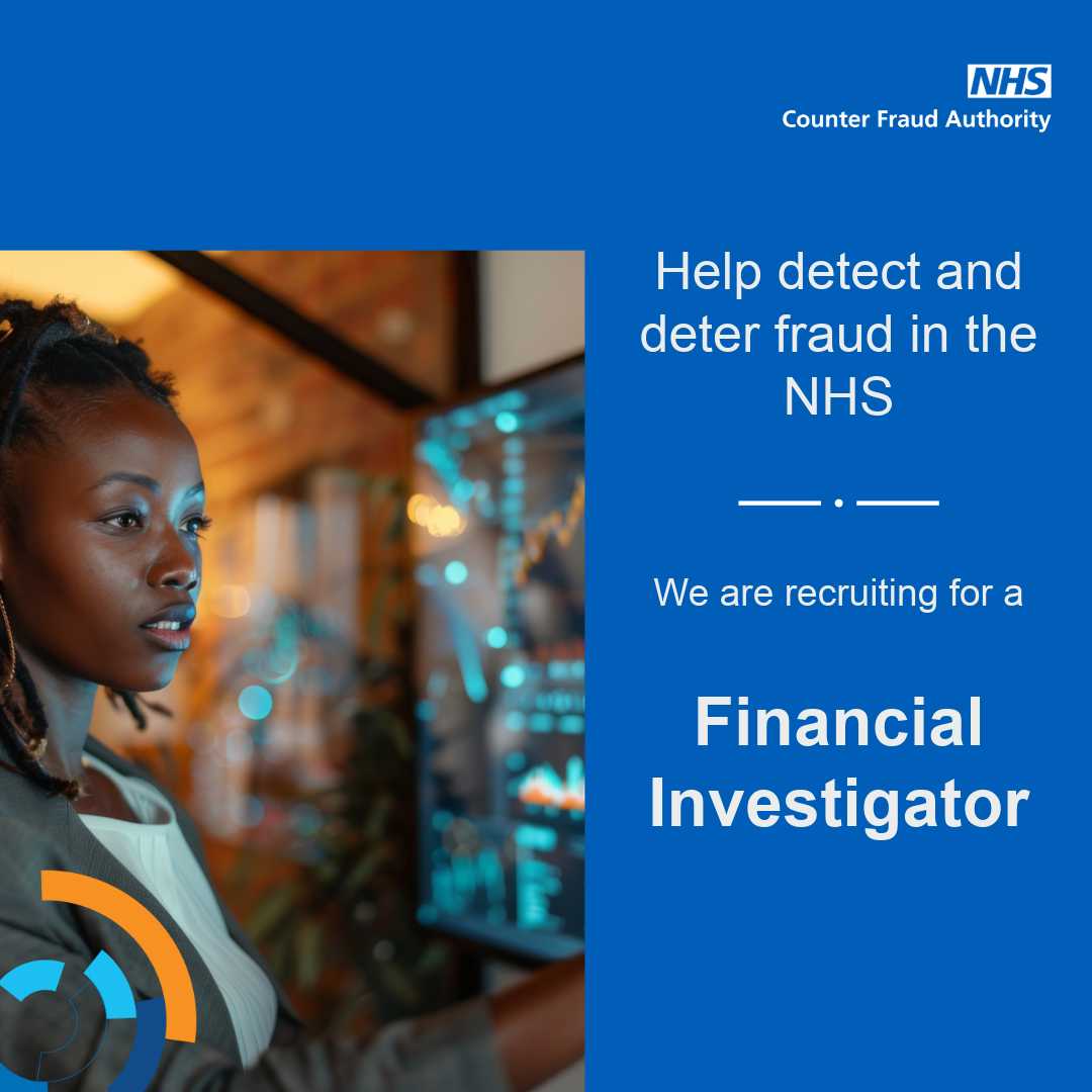#LastChance 

Do not miss your chance to help tackle NHS Fraud using your skills and knowledge in financial investigations and the recovery of assets. 

👉 Apply for this exciting new role, which closes tomorrow 

👉 jobs.nhs.uk/candidate/joba… 

#CFAJobs #NHSCFAJobs