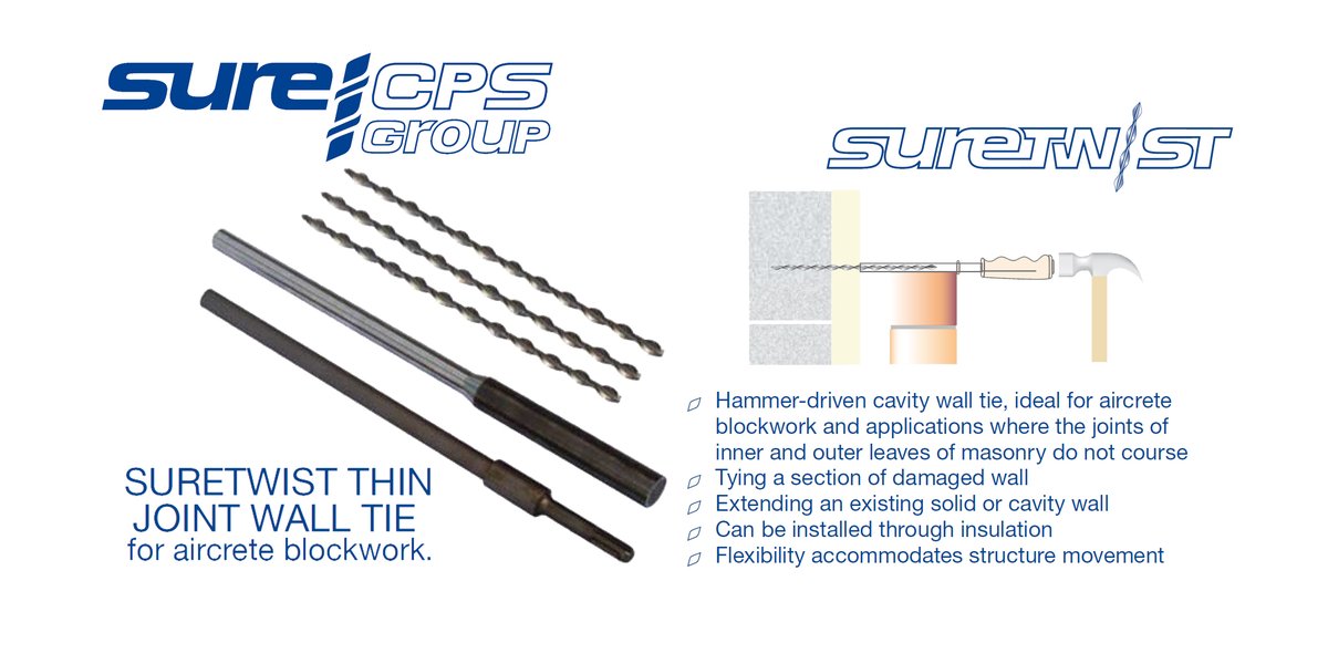 Hammer-driven cavity wall tie, ideal for aircrete blockwork; tying damaged walls &amp; extending: surecps-group.com/products/thin-…