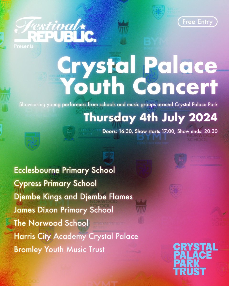 Crystal Palace Park Trust (@cpparktrust) on Twitter photo Next Thursday 4 July it's the free Crystal Palace Youth Concert showcasing young performers from schools and music groups around Crystal Palace Park 🎶 This promises to be a heartwarming evening of up-and-coming local musical talent! Book here: universe.com/events/festiva… Next Thursday 4 July it's the free Crystal Palace Youth Concert showcasing young performers from schools and music groups around Crystal Palace Park 🎶 This promises to be a heartwarming evening of up-and-coming local musical talent! Book here: universe.com/events/festiva…