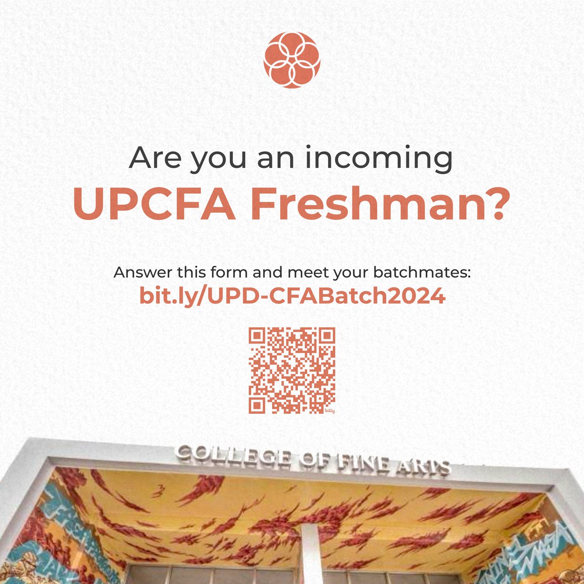 aidreyiee's tweet image. Pagbati sa mga bagong Artista ng Bayan!

I&apos;m Aidrey, incoming CFASC Chairperson. If you passed the UP College of Fine Arts TDT please answer this form: bit.ly/UPD-CFABatch20… to be added sa batch gc!!

Talent Determination Test UPCFA UP CFA
Fine Arts 2024 #UPCA2024 #UPCAResults
