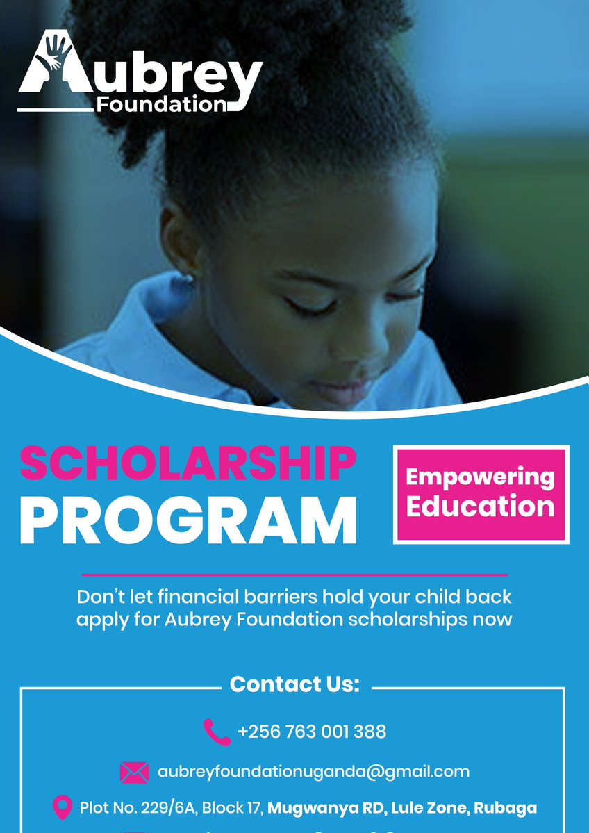PashaEdrin87701's tweet photo. Calling all students! the chance to apply for the @AubreyUganda Scholarship Program. To receive financial support for your education! Apply now and take the first step toward a brighter future. π
#Scholarship #StudentSuccess #AubreyFoundation @AubreyFdn
#r4today https://t.co/rPIqoIzekX