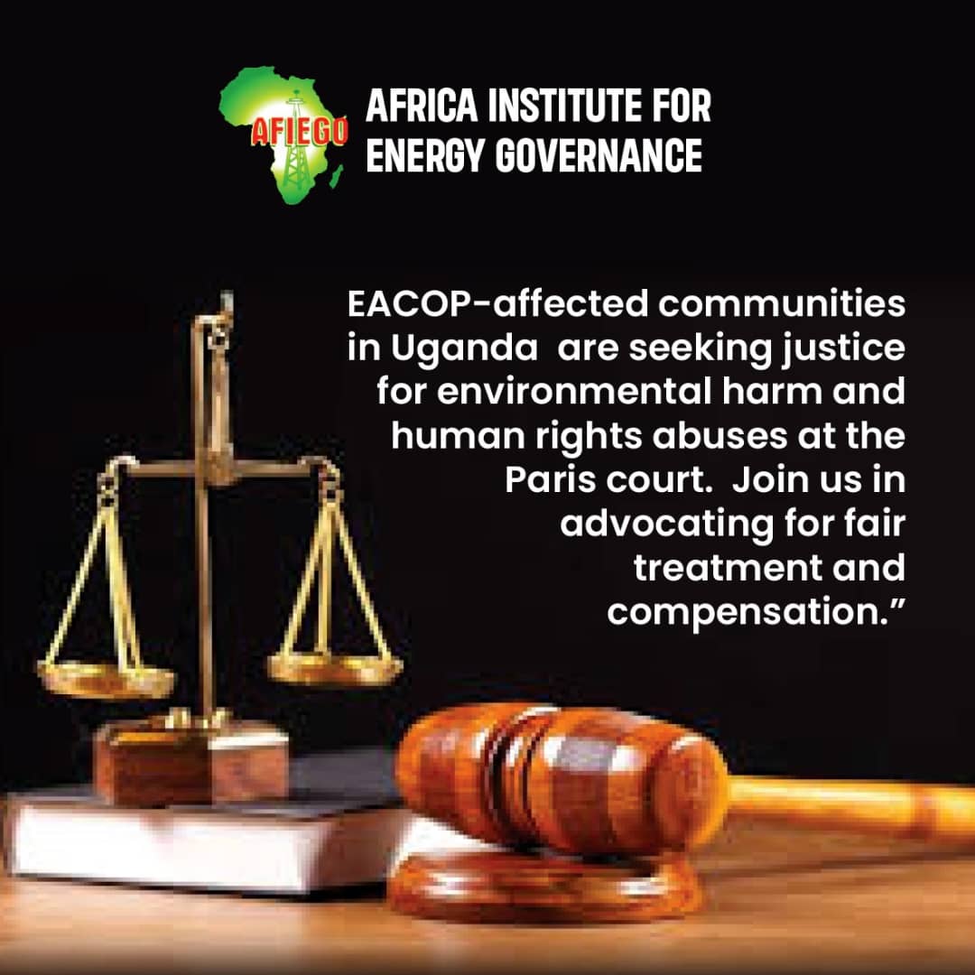 A year ago today, AFIEGO joined EACOP-affected community members from Uganda, <a href="/AfricaTasha/">Tasha Research Institute Africa (TASHA)</a>  <a href="/amisdelaterre/">Les Amis de la Terre FR</a> &amp; <a href="/Survie/">Survie</a> to file a court case in France to protect people and nature. The court processes have been slow, but remain strong in our resolve for justice. <a href="/FrenchEmbassyUg/">France in Uganda 🇫🇷🇺🇬</a>