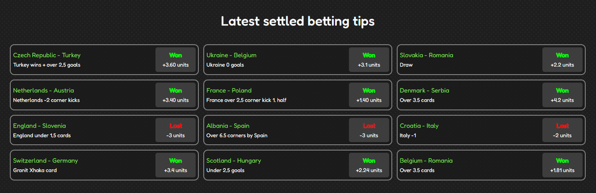 🚀Our #bettingtipster are on fire! They've nailed 9 out of 12 of their latest betting tips, amassing a total of +17.35 units. Check out all our #EURO2024 ⚽ tips on our website: igamingexplorer.co.uk/betting-tips/

#bettingtips #PROFIT