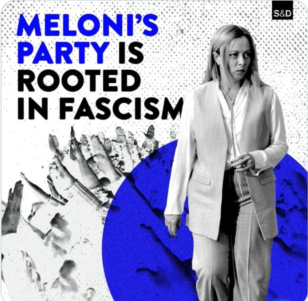 scenarpolitici's tweet photo. In tutta #Europa gira questa foto su tutti i media, tranne che da noi: il partito della #meloni è impreqnato di fascismo, diffidatene tutti. Facciamo girare anche in Italia 
Grazie https://t.co/hQNNclKw2N