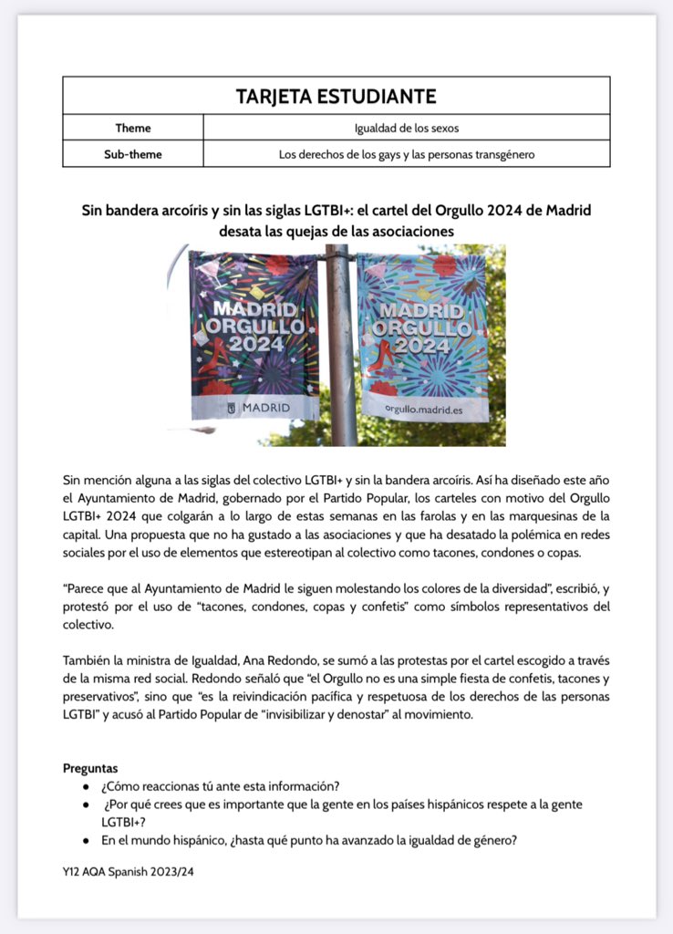 Tarjeta on orgullo gay tes.com/teaching-resou…