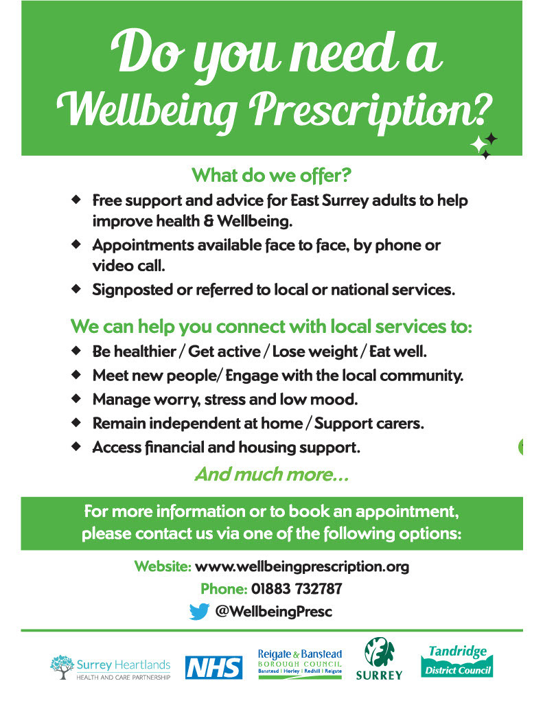 🌍✨ During #WorldWellbeingWeek, we would like to remind our patients of the Wellbeing Prescription service. Available to those aged 18+, it offers 1-on-1 and group appointments with trained advisors to help you achieve your health goals ➡️ wellbeingprescription.org/Make-an-appoin…