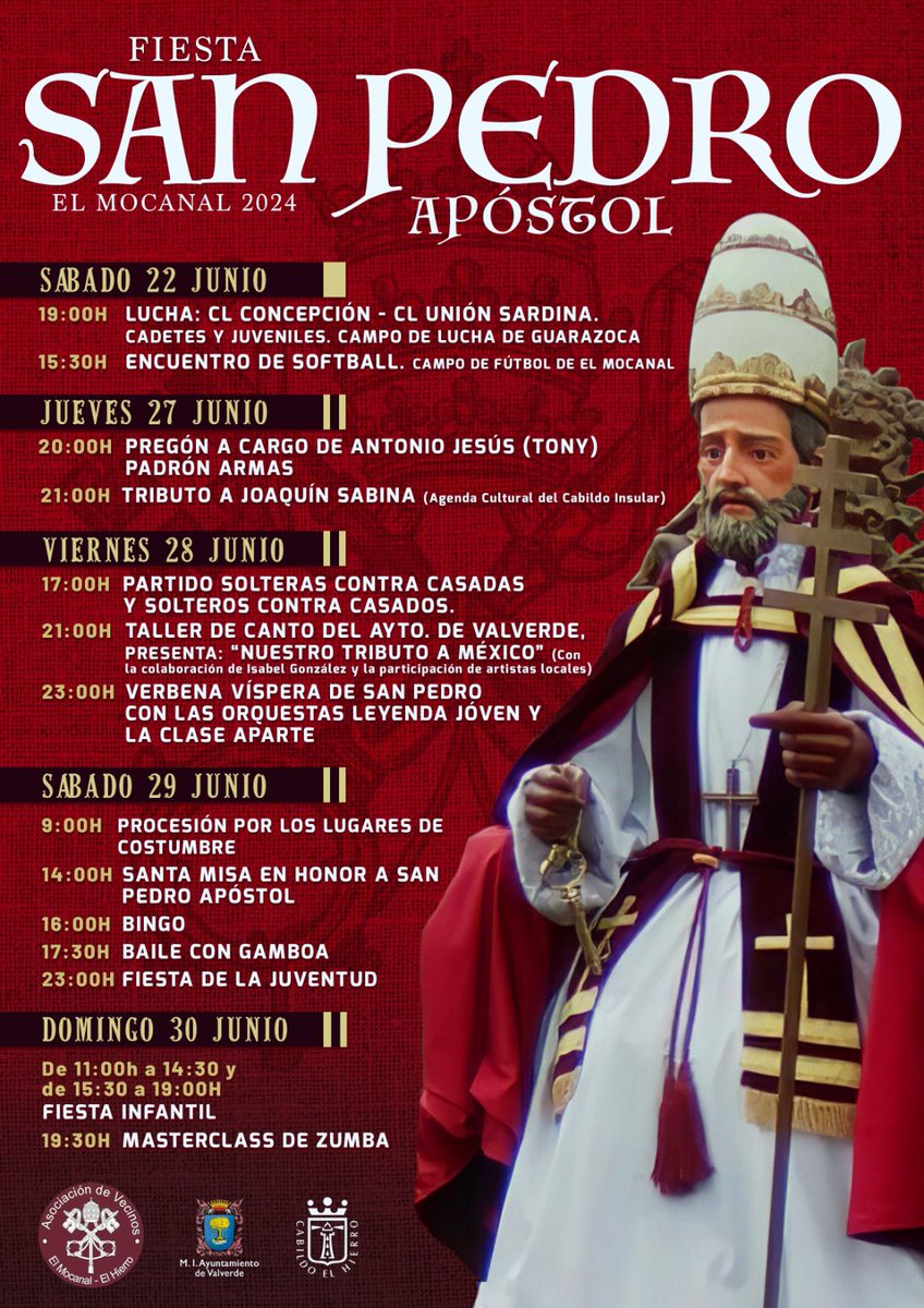 PROGRAMA DE ACTOS - SAN PEDRO APÓSTOL 2024 EL MOCANAL

Del 22 al 30 de Junio.