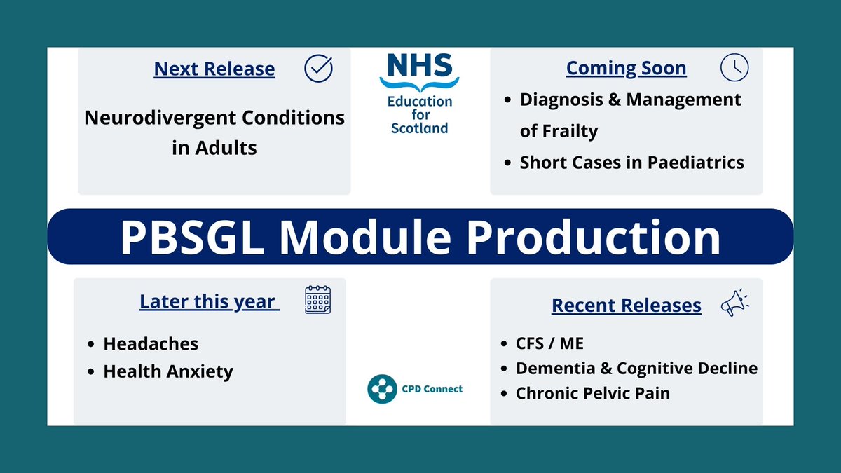 ***New PBSGL Module Update***  

Our Neurodivergent Conditions in Adults module will be published this week.  

Take a look at what's still to come this year.