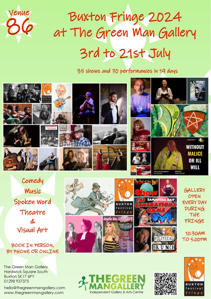 The excitement mounts! 70 <a href="/buxtonfringe/">Buxton Fringe</a>  performances in 19 days. Music-Comedy-Theatre-Spoken Word plus 4 Visual Art events thegreenmangallery.com/buxton-fringe-…