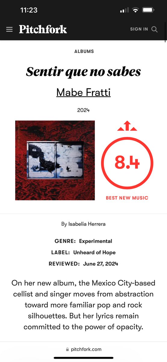 Beautiful review in <a href="/pitchfork/">Pitchfork</a> by <a href="/jabladoraaa/">Isabelia Herrera</a> for my latest album that’s coming out tomorrow. Feeling 😳!  pitchfork.com/reviews/albums…