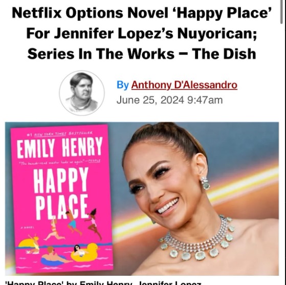 Happy Place show incoming,* all thanks to <a href="/netflix/">Netflix</a> <a href="/egt239/">EGoldsmithThomas</a> and the whole rest of the team at @jlo’s production company, Nuyorican!

A lot more info about this and other adaptations coming very soon.