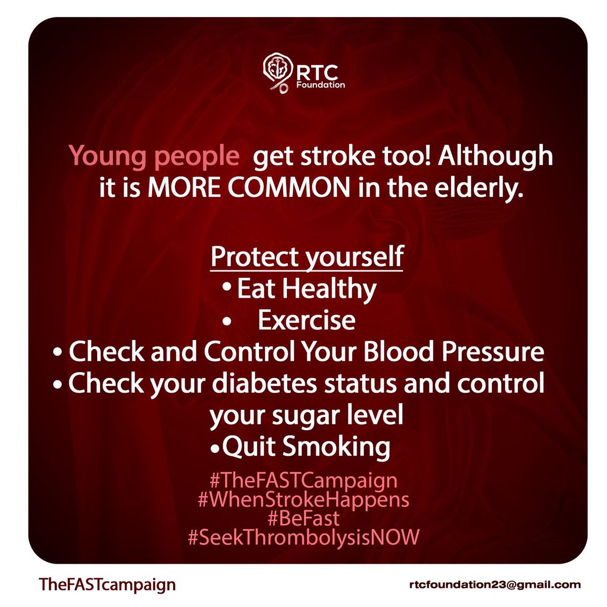 Day 4

How To Prevent Stroke?

Although the possibility of stroke cannot be completely eliminated, 

you can practice a healthy lifestyle to drastically reduce your risk. 

This list is not exhaustive…

📌Remember to prioritize your health.
