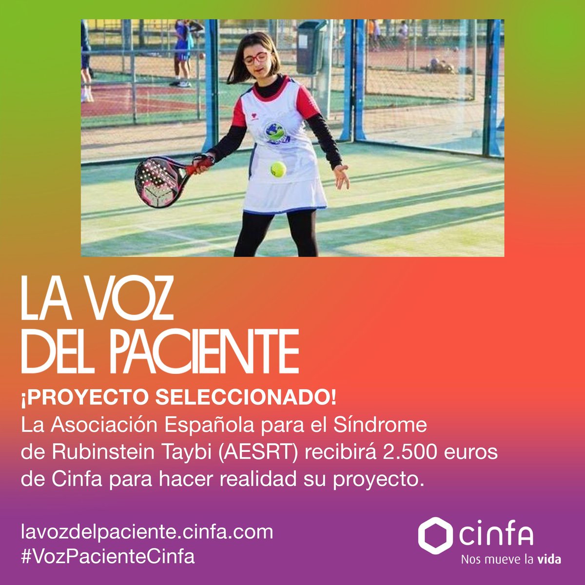 📢 Gracias a la ayuda económica de Cinfa, <a href="/SRT_Esp/">AESRT</a> va a poder hacer realidad su proyecto "’Ya somos mayores con Síndrome Rubinstein Taybi’ - Programa de inclusión sociolaboral”. 
💕 ¡Muchas gracias por hacerlo posible! #VozPacienteCinfa
👉 lavozdelpaciente.cinfa.com/admin/ya-somos…