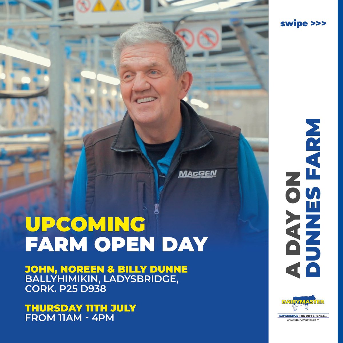 dairymaster's tweet image. 🌾 FARM OPEN DAY 🌾

Join Dairymaster at the Dunne family’s farm on Thurs, July 11th, 2024, 11 am to 4pm.

🐄 Farm walk, live milking demo &amp;amp; talks from industry experts 

📍 Ballyhimikin, Ladysbridge, Cork, P25 D938. Register on the day.

#IrishDairy #DairyFarming #Dairymaster
