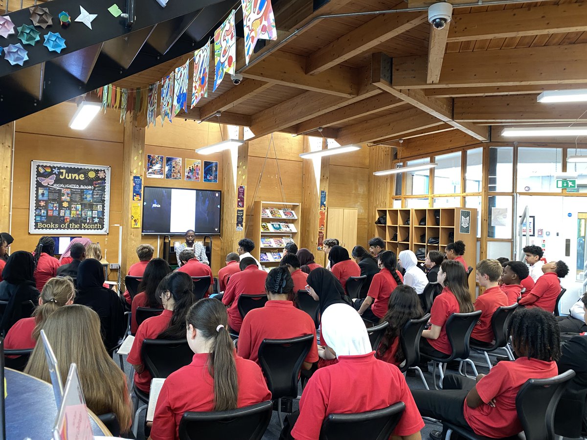 BrentsideLib's tweet photo. Year 8 were absolutely honoured to host the incredible Femi Fadugba, author of the brilliant award-winning novel The Upper World. 

Thank you so much for visiting Brentside, Femi! https://t.co/iVDliYe3yA