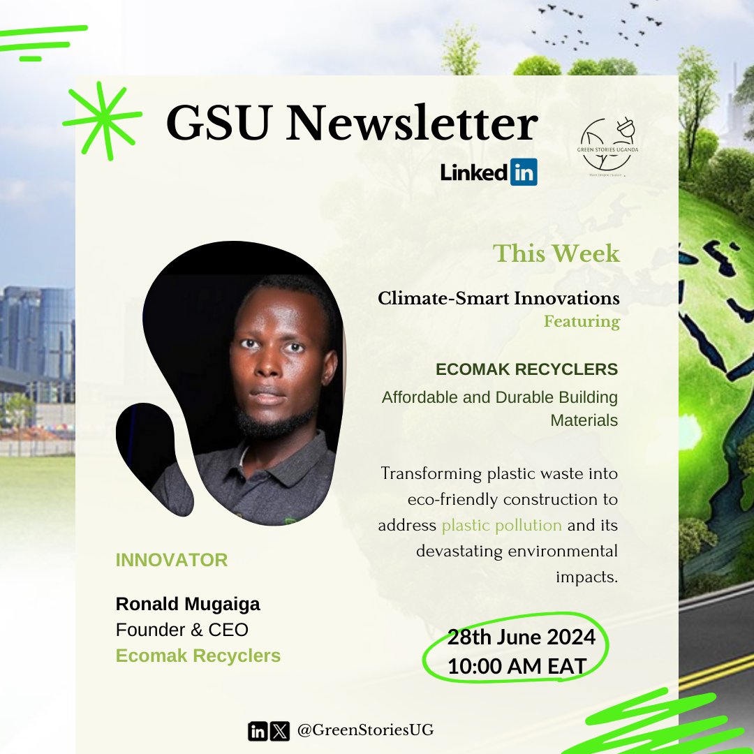 Featuring This Week 💚

Turning waste into valuable resources. We bring you <a href="/ecomak_recy/">Ecomak Recyclers</a>, transforming #plastic waste into eco-friendly construction materials. Catch their full story. ~ <a href="/Ninye_Mugaiga/">Ronald Mugaiga 🇺🇬</a>

Subscribe: shorturl.at/i32NQ

#Sustainability #ClimateChange #Recycling