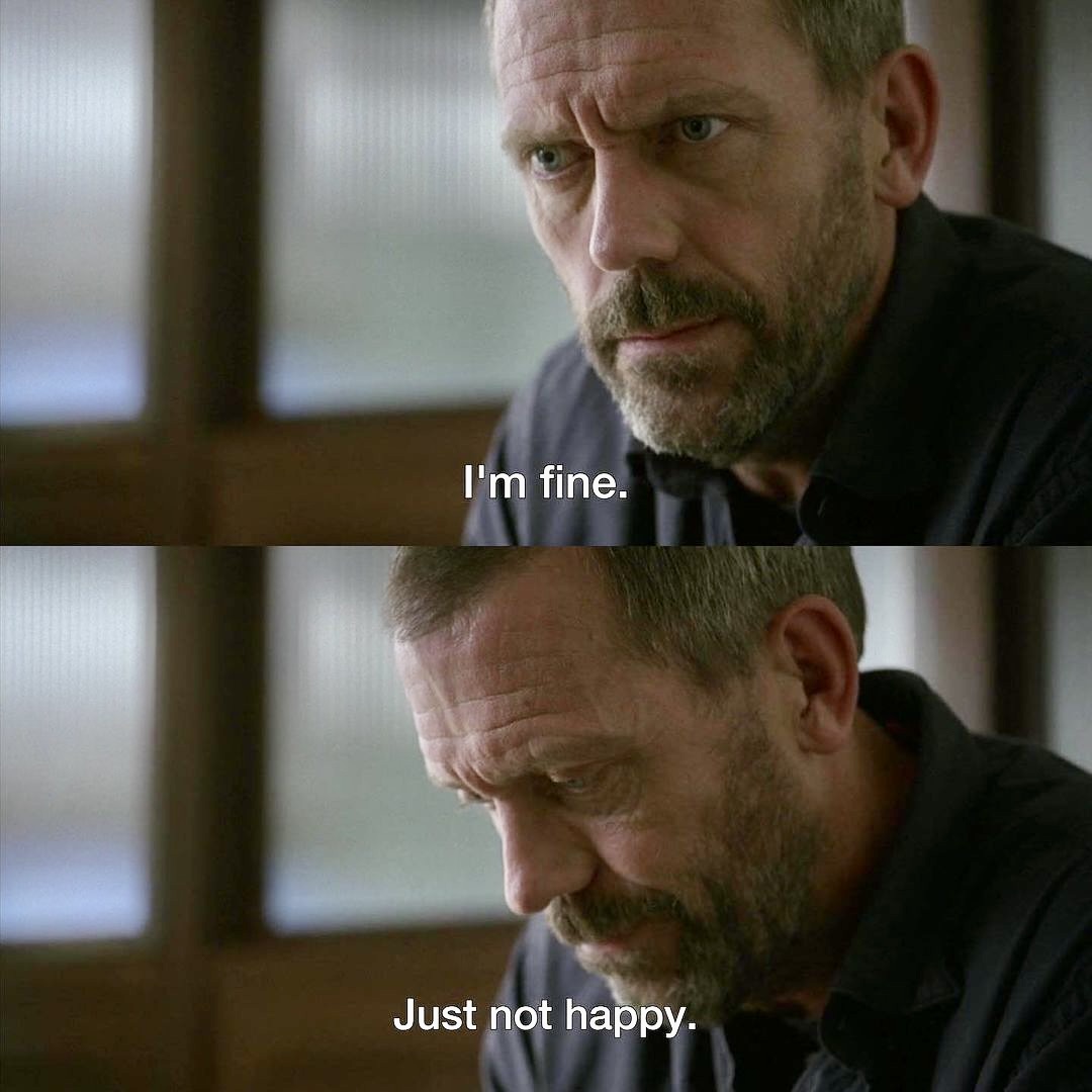 lacancircle's tweet photo. Psychoanalysis on the small screen

“I’m fine. Just not happy.”

Hugh Laurie being Dr. Gregory House in House, 2008 https://t.co/h2AZMuCTNy