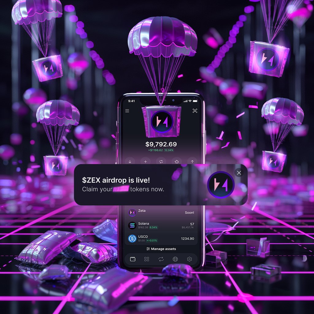 solflare's tweet photo. The $ZEX airdrop is live! 🎉

Open your Solflare wallet to check eligibility and claim securely. Solflare will guide you to the official airdrop page. Stay safe and visit only official links!

@ZetaMarkets | https://t.co/f7IXAvaZRP https://t.co/DZkuRGWccx