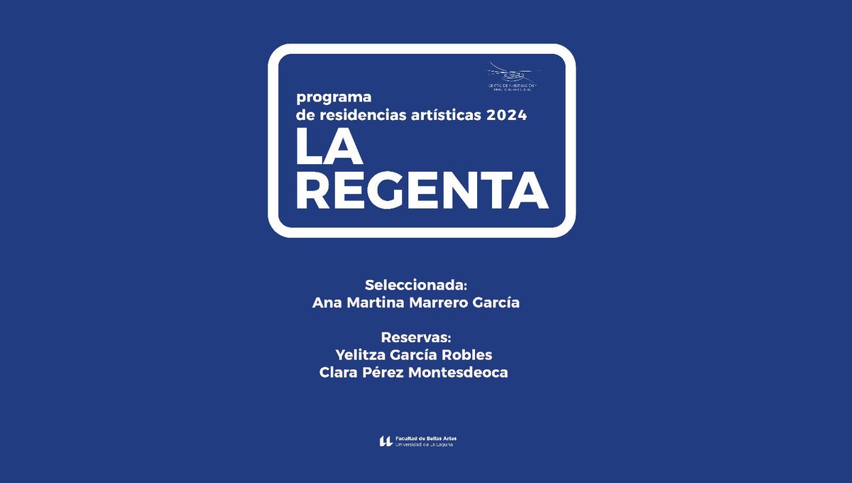 BellasartesF's tweet photo. 🫶🏻Enhorabuena a Ana Martín Marrero García, por ser seleccionada para el programa de residencias artísticas del año 2024 en La Regenta ⭐️

#residenciartística #arte #bellasartes #universidaddelalaguna #ull https://t.co/nbEJMPDRcW
