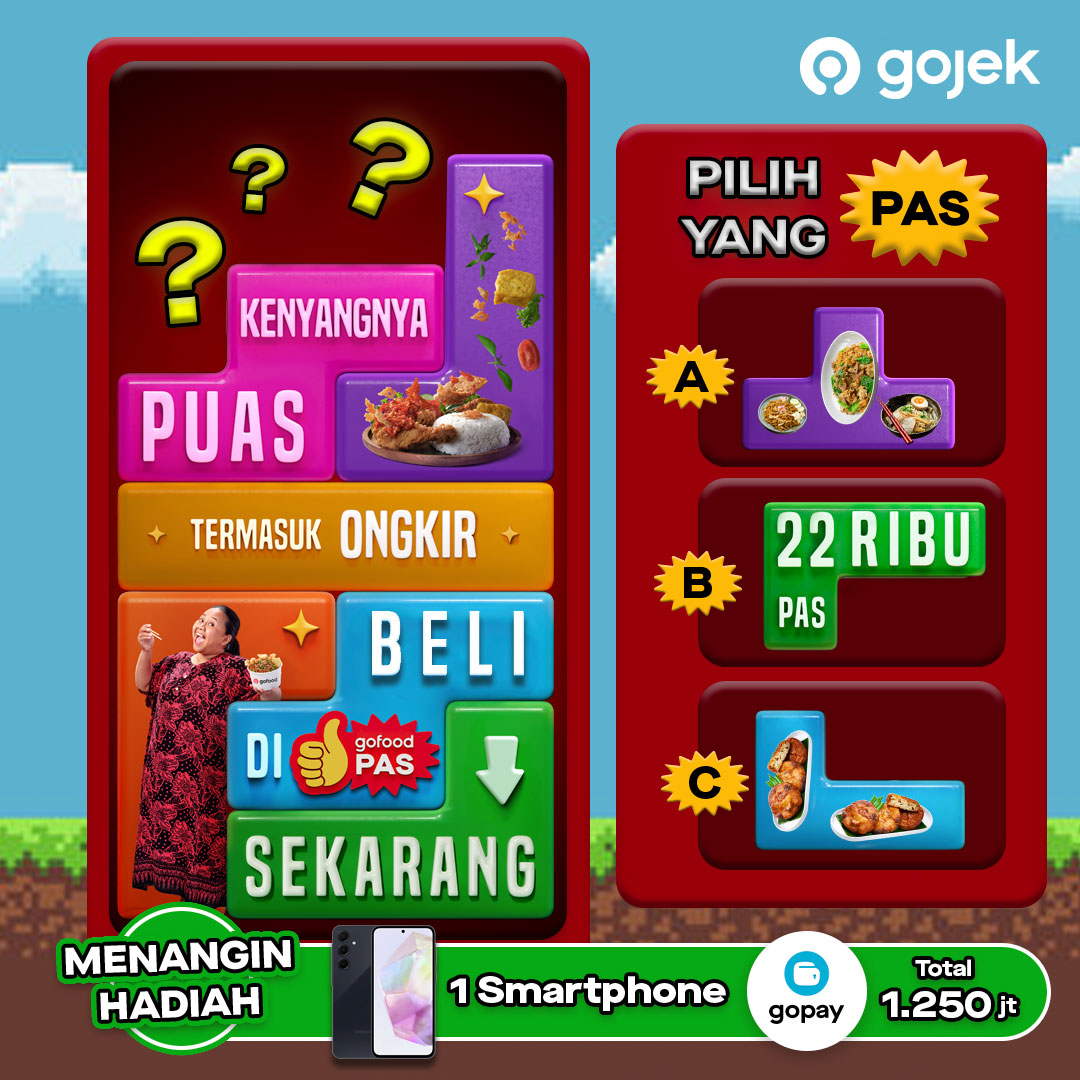 gofoodindonesia's tweet photo. #GIVEAWAY

GoFoodies, coba tebak mana yang PAS??? ✨👍🏻

Jawab pertanyaan dengan format: [Pilihan bentuk yang PAS: A, B atau C], Beli di GoFood PAS, [ketik ulang tulisan di balok] dan tambahkan hashtag #GoFoodPAS + #PakeGojekPalingHemat https://t.co/k5ixwcKDR7