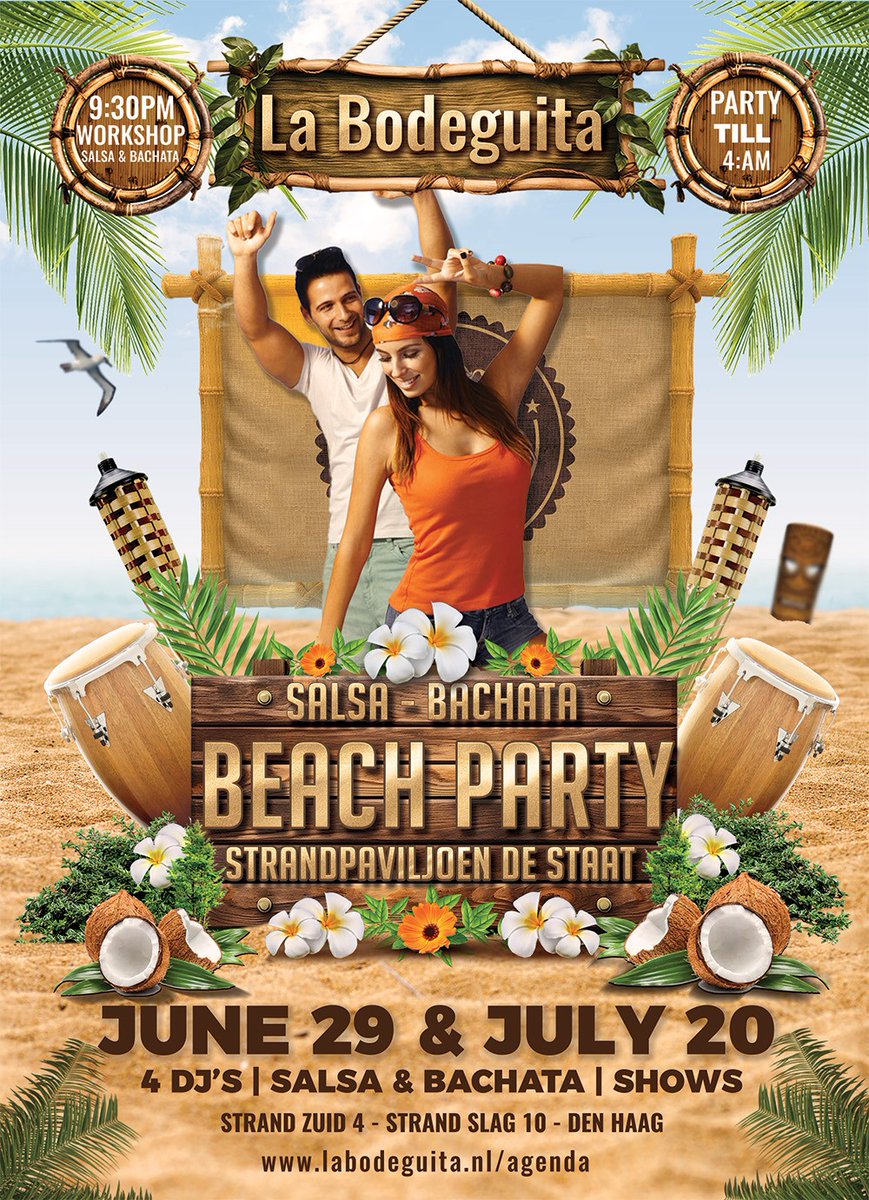 La Bodeguita Beach Party's @ De Staat op zat. 29 juni met een perfecte mix van binnen- en buitenplezier. Met 2 zalen en 4 DJ's die tot in de vroege uurtjes hete salsa en bachata beats draaien, beloven het onvergetelijke avonden te worden op het strand!

labodeguita.nl/agenda/