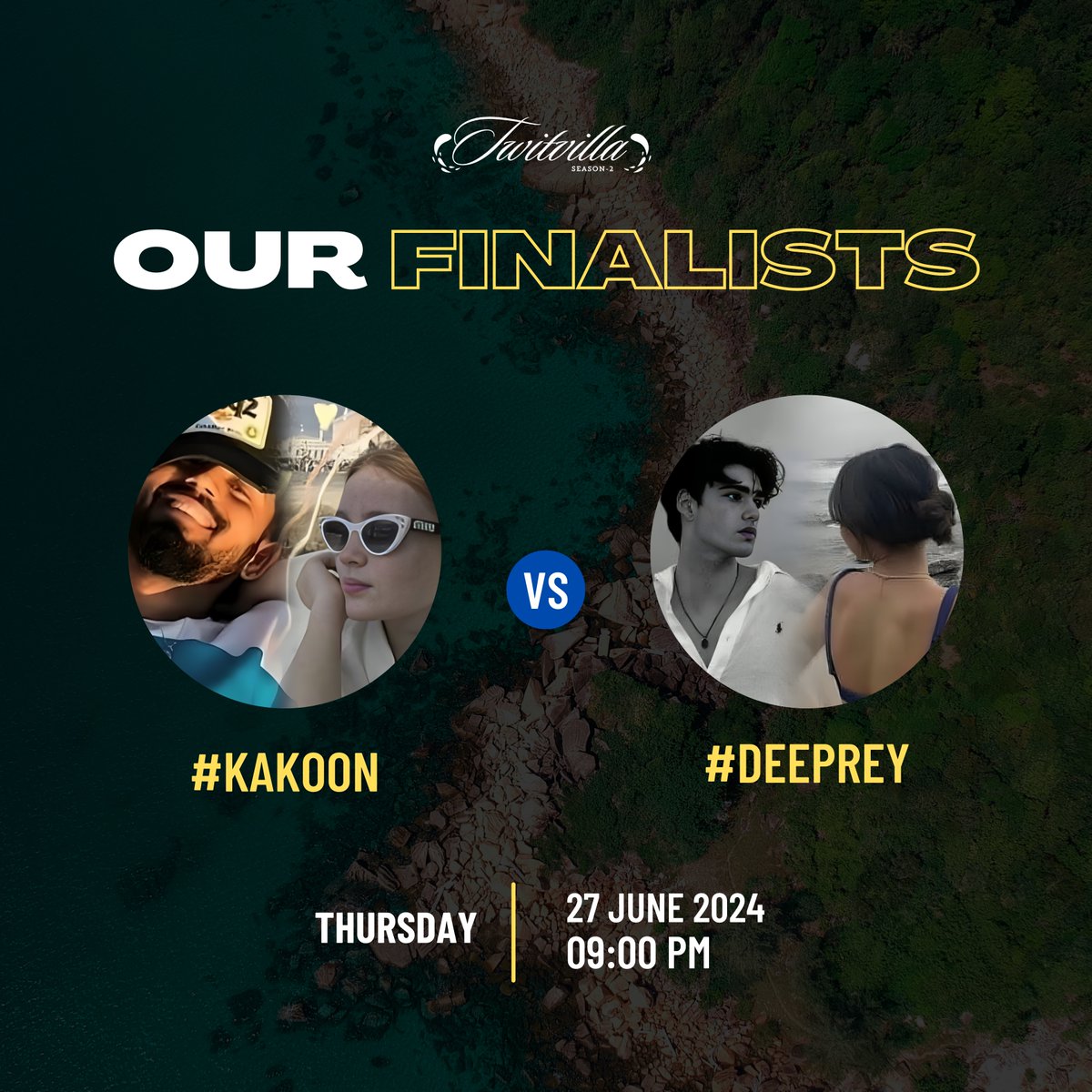 TwitVillaaX's tweet photo. Our top finalists, #KaKoon and #DeepRey, are ready to battle it out. Tonight, one pair will emerge as the winner of this season! 🏆
Final task at 9 PM. Let's see who takes home the crown! 🌟
#TwitVillaFinale #FinalTask #WhoWillWin #TwitVillaS2 https://t.co/JOVAN2TwSS