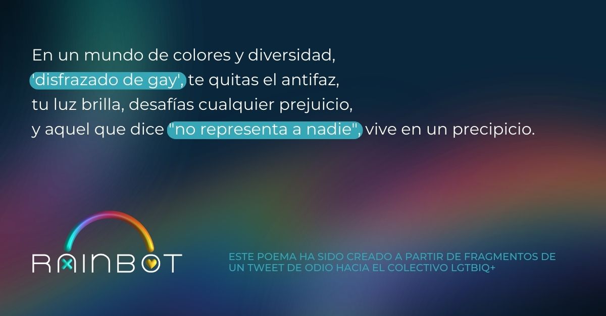 RainBotProject's tweet image. Ante el odio, amor. Ante mensajes violentos, versos diversos.  
#Rainbot #LGTBIQ+