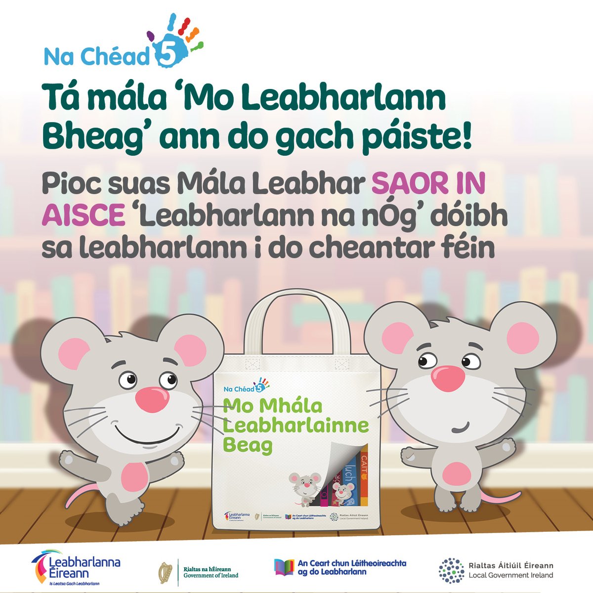 kildarelibrary's tweet photo. Go leor scéalta agus spraoi le h-aghaidh gach aon leanbh atá chun tos ar scoil in 2024! Pioc suas Mála Leabhar saor in aisce “Leabharlann na nÓg" dóibh sa Leabharlann i do cheantar féin.
#LittleLibrary #LibrariesIreland
#LeabharlannaCillDara #CillDara
#RightToRead https://t.co/aKMKtP9cQ8