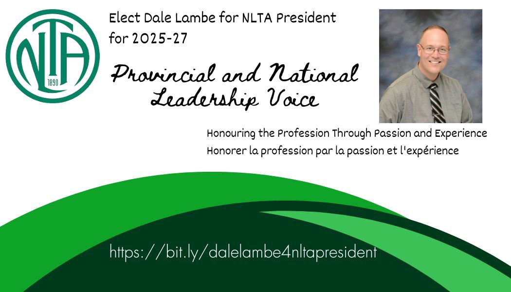dlambe4nleduc's tweet image. In November please consider my extensive 26 year commitment to serving as a provincial and national voice for education.  Check out bit.ly/dalelambe4nlta… to form your opinions and contemplate your future trust. @NLTeachersAssoc
