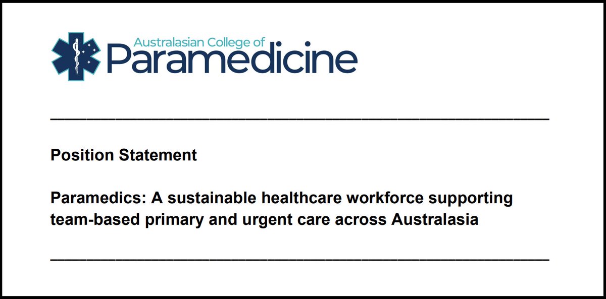 In our latest position statement, we urge decision-makers to recognise paramedicine as a sustainable and untapped health professional workforce capable of delivering connected, high-quality, community-based healthcare in primary and urgent care teams.

🔗 paramedics.org/news/position-…