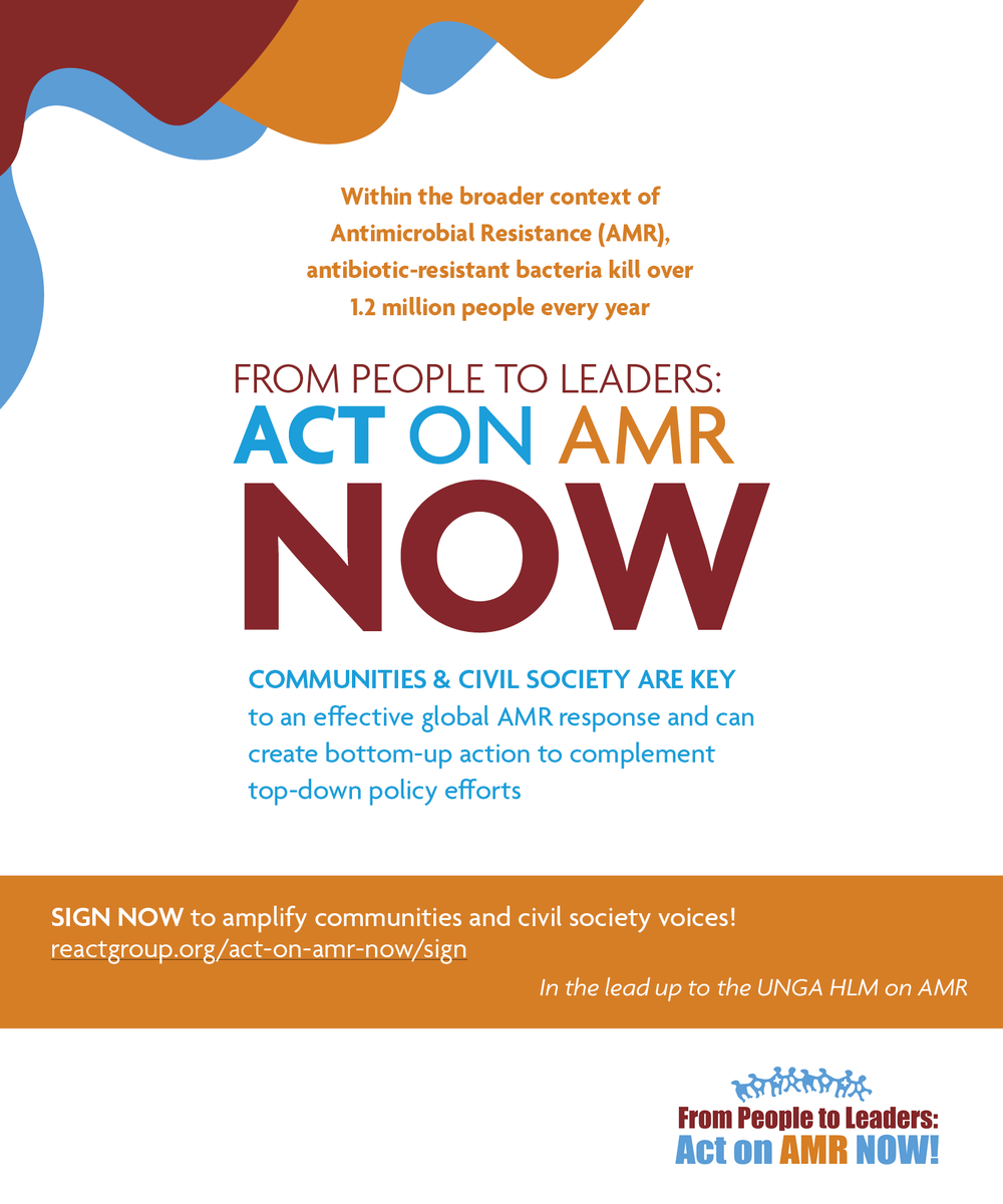 saveantibiotics's tweet photo. Communities and civil society are key to an effective global #AMR response. Add your voice to @reactgroup's campaign to raise awareness for #antimicrobialresistance. https://t.co/khKHZTL3G1 https://t.co/Idx5dckyMn