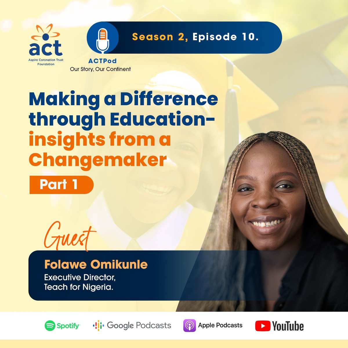 A brand new episode of ACTPod drops today! 🎙 

In this episode, we will be gleaning insights from Folawe Omikunle, <a href="/FolaweOmikunle/">Folawe Omikunle</a>, Executive Director, Teach for Nigeria, <a href="/Teach4Nigeria/">Teach For Nigeria</a>.