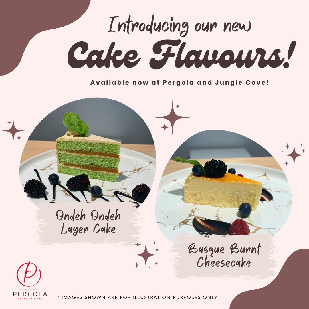 SwissClubSing's tweet photo. 🚨 New cake alert! 🚨

Get ready to indulge in pure deliciousness with our two new flavours: the exotic Ondeh Ondeh Layer Cake and the smoky Basque Burnt Cheesecake. 🤤

Available now at Pergola and Jungle Cove, so hurry and grab a slice (or two!) before they disappear. 😉 https://t.co/azptqFji0g