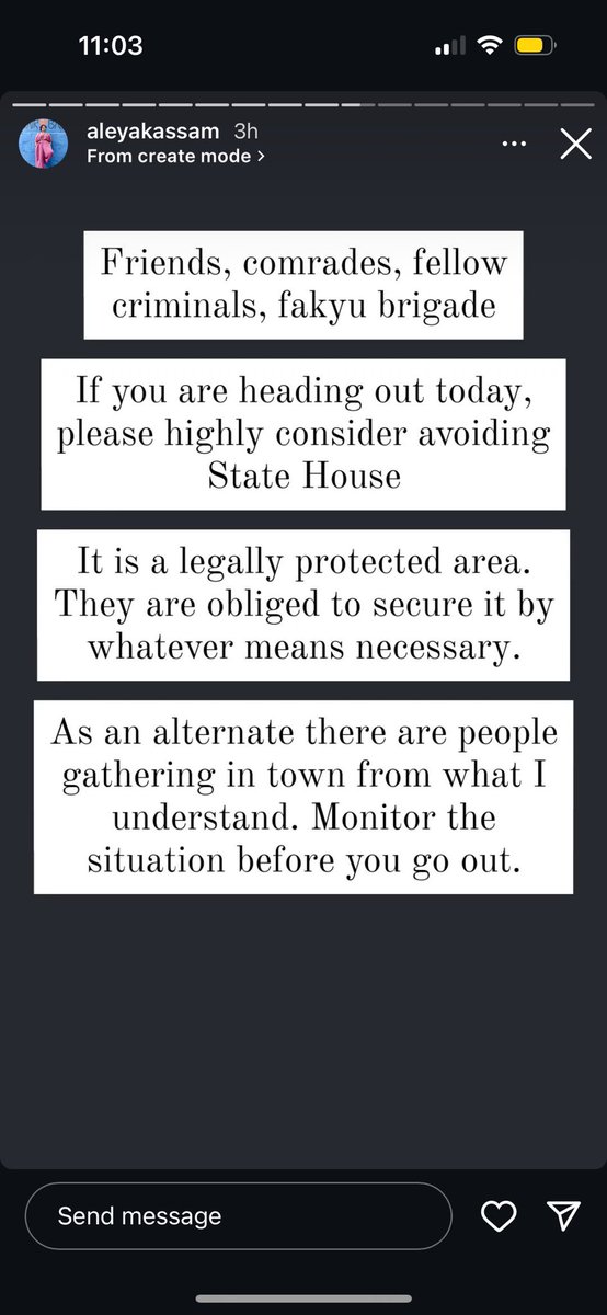 Kenyan fam, this is my humble opinion, march peacefully for change, to honour those fallen hero’s, injured friends, abducted brothers and sisters but please consider NOT going to State House. You will be giving Ruto what he wants, an excuse to use brute force. Please!