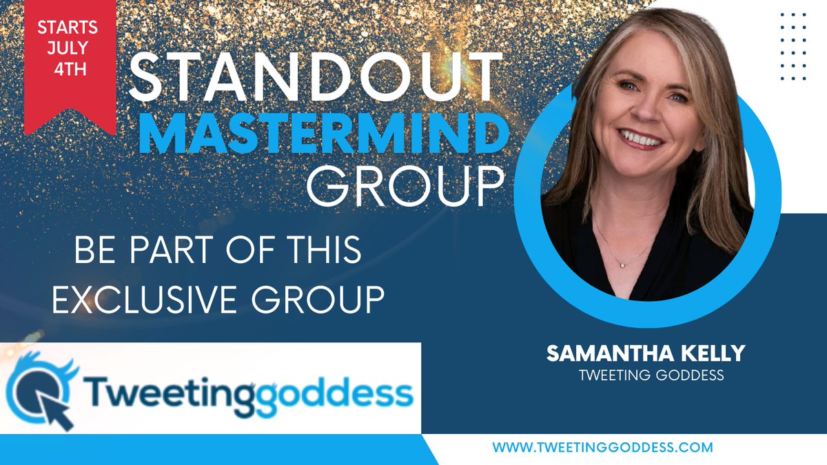 Tweetinggoddess's tweet photo. My Exclusive Mastermind group kicks off on the 4th of July!
Monthly meetings
Access to me for guidance
Training sessions
PR Opportunities #Mastermindgroup #Mastermind
Samantha's Stand out Mastermind group - Apply here: https://t.co/OCQI7XfnYt https://t.co/ygDG4J3Bil