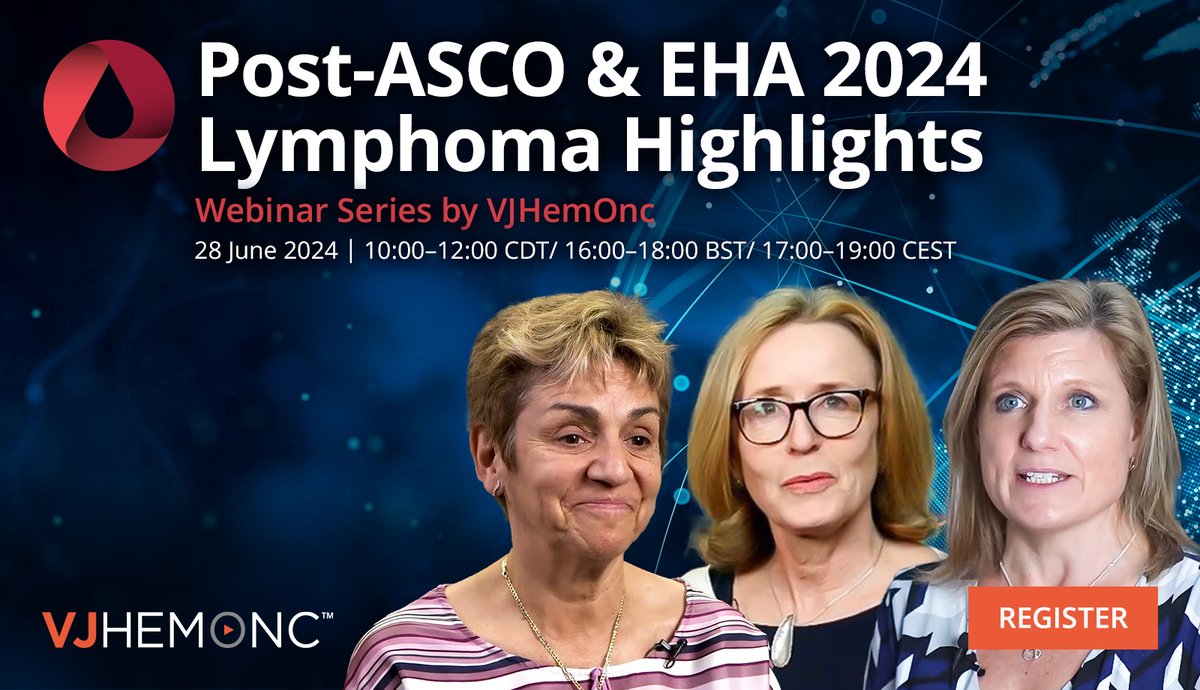 VJHemOnc's tweet photo. Join us for our Post-ASCO &amp; EHA 2024 #Lymphoma Highlights TOMORROW 📣 🩸

🌟 Chaired by @AnnaSureda5
💬 Moderators: @CwynKate &amp; Wendy Osborne

Presentations &amp; panel discussions by leading #HemOnc experts from #ASCO &amp; #EHA 2024 🔦 

REGISTER 👉 https://t.co/7Ntkwjw5OZ https://t.co/teeH3NDVdo