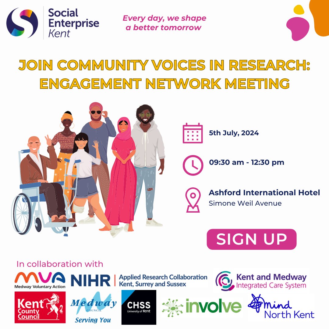 SocEntKent's tweet photo. Do you represent an underserved community? Your voice matters, have your say in health and care issues that affect you!
Sign Up: https://t.co/YXswFflC63
Attend in person or online to exchange ideas to eliminate barriers and enhance inclusivity in research.
#CREN #Research https://t.co/SwmjHSojBJ