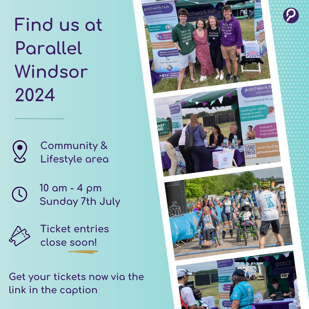 Patchworkhub's tweet photo. Find us at #ParallelWindsor2024 🥳

Secure your place for this fully accessible and inclusive celebration by Sunday 30th June:  https://t.co/JXOIhwu3aa

#DisabledLed #NoLimitsLiving #StartTogetherFinishWhenever #FestivalofInclusivity 

@ParallelGlobal @weareinnovision https://t.co/maQ0kxziiw