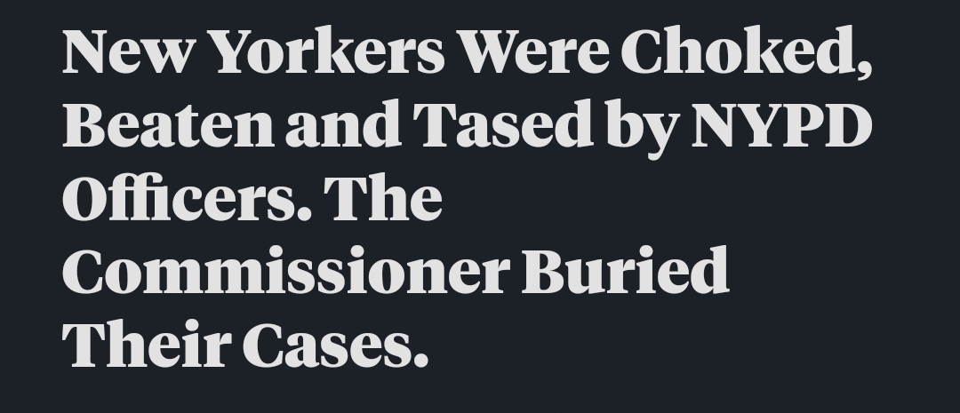 Damning exposé of dangerous &amp; growing police impunity under Eric Adams &amp; how NYPD is blocking/burying discipline cases against cops who drag women by their hair, choke &amp; brutalize NYers.

MUST read by <a href="/ericuman/">Eric Umansky</a> in this joint NYT/ProPublica piece propublica.org/article/nypd-c…