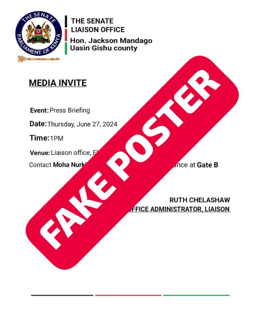 My attention is drawn to this ill-intended fake poster doing round on social media. 

Treat it with the contempt that it deserves.
