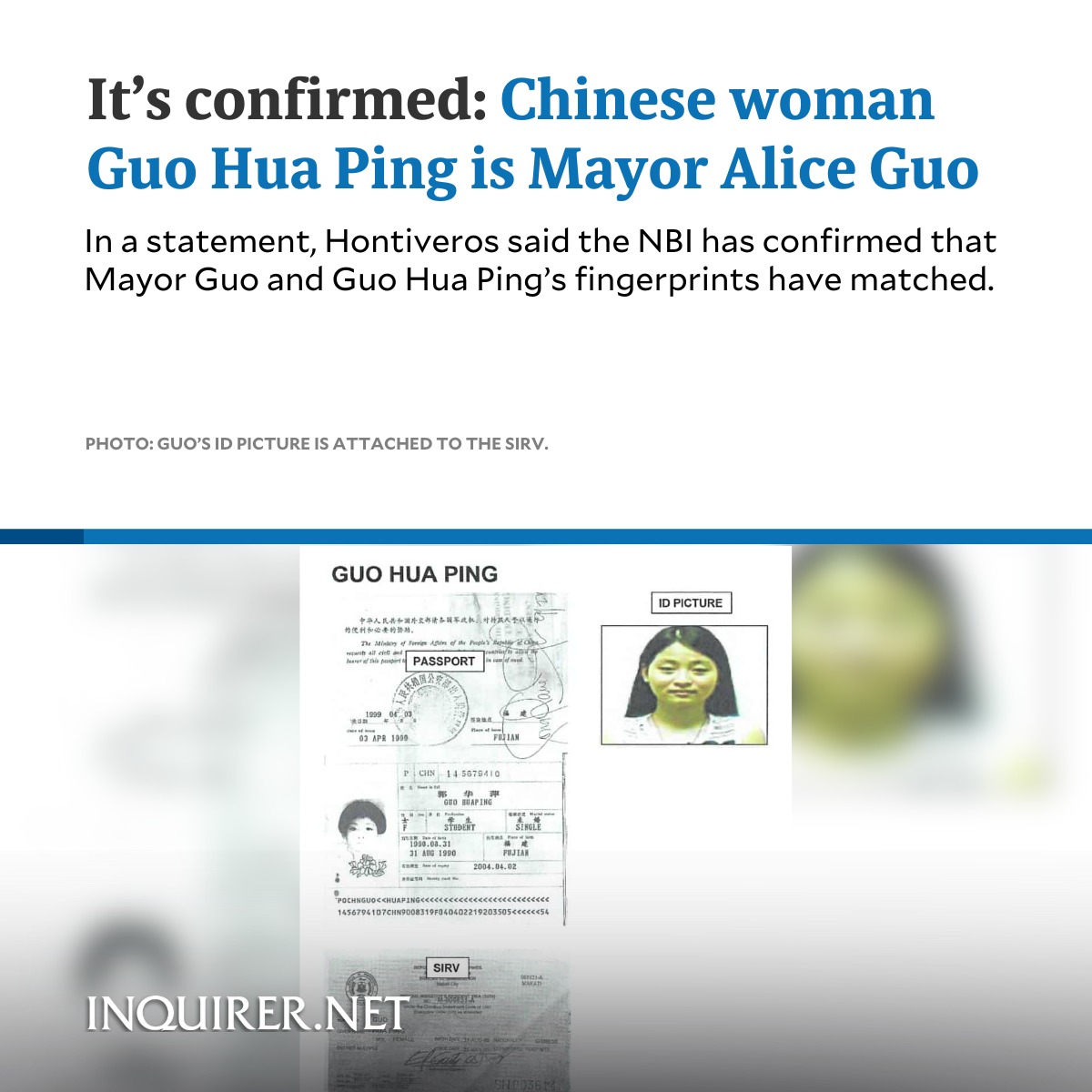 inquirerdotnet's tweet photo. Bamban Mayor Alice Guo’s fingerprints matched with Chinese woman Guo Hua Ping, Senator Risa Hontiveros said.

READ MORE: https://t.co/V0IDuoT9I7 https://t.co/YALTpq1sep