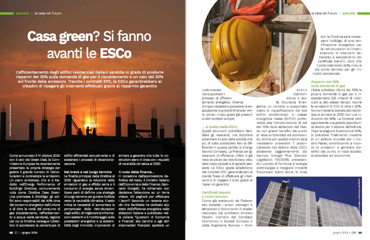 Federesco (@federescoenergy) on Twitter photo 🗞 È online il nuovo numero di <a href="/EnergiaeMercato/">Energia&Mercato</a> dal titolo "Casa green, la strada è lunga ma è tracciata" in cui potete trovare un approfondimento sugli strumenti messi a disposizione dalle #Energy Service #Company.
Per leggere il numero➡ shorturl.at/UpflE 🗞 È online il nuovo numero di <a href="/EnergiaeMercato/">Energia&Mercato</a> dal titolo "Casa green, la strada è lunga ma è tracciata" in cui potete trovare un approfondimento sugli strumenti messi a disposizione dalle #Energy Service #Company.
Per leggere il numero➡ shorturl.at/UpflE