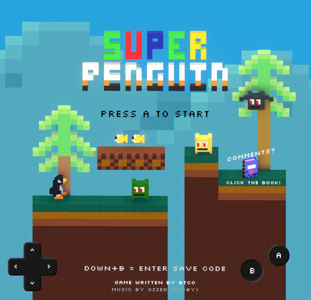 btco_code's tweet image. Just published a simple platformer game about a penguin who throws snowballs, as an example of something that can be coded entirely in Rooms. Check it out and let me know what you think! rooms.xyz/btco/superpeng…