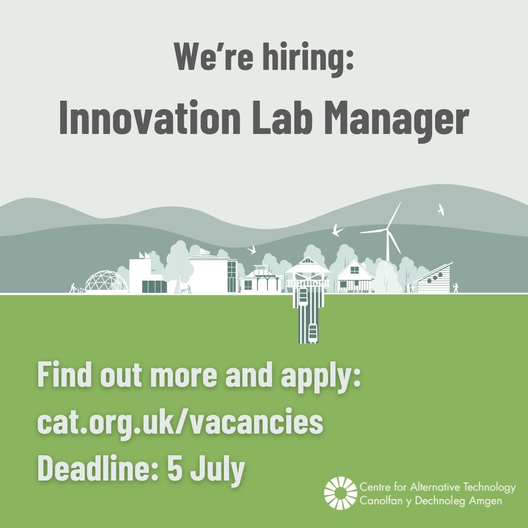 centre_alt_tech's tweet photo. 📢CAT seeks an Innovation Lab manager to join our team.

This is a great opportunity to work as part of our #ZeroCarbonBritain team and help councils and communities to turn #ClimateEmergency declarations into action👇 
https://t.co/xtb1UjSrAj https://t.co/hq6umuNNC3