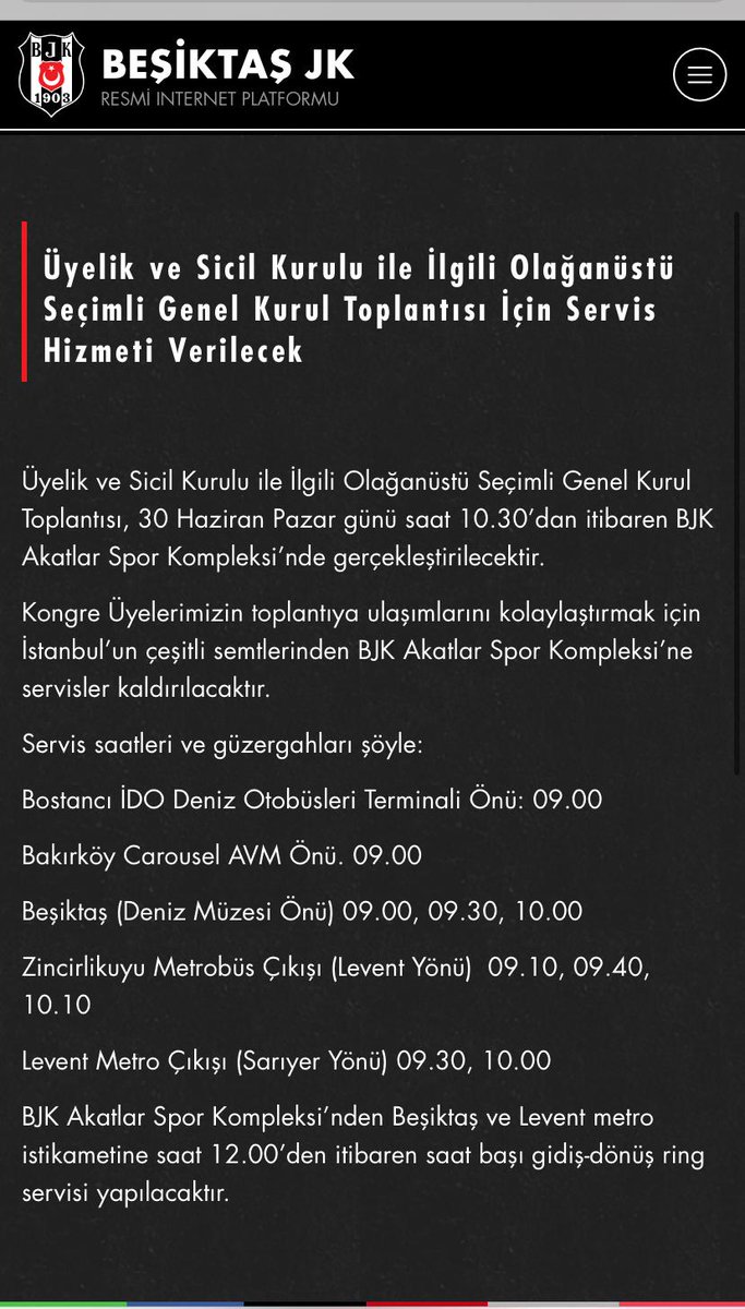 Sayın Genel kurul üyelerimizin dikkatine...!
Bizimde BEYAZ listeden aday olduğumuz 30.Haziran.2024 pazar günü olağan üstü Üyelik ve Sicil kurulu seçimleri için servis saatleri durakları aşağıdaki gibidir.
Bu demokrasi şölenine tüm Genel kurul üyelerimizi sandığa bekliyoruz 🦅🦅🦅